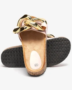 Royalfashion Różowe klapki damskie z ozdobą Sofig