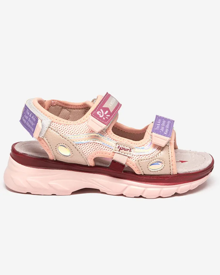 Royalfashion Różowe sandały dziecięce z kolorowymi wstawkami Meniko