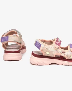 Royalfashion Różowe sandały dziecięce z kolorowymi wstawkami Meniko