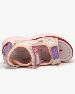 Royalfashion Różowe sandały dziecięce z kolorowymi wstawkami Meniko