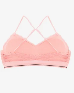 Royalfashion Różowy damski koronkowy biustonosz typu braletka