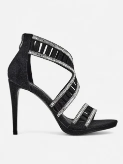 Royalfashion Sandałki damskie na szpilce z ozdobną cholewką Sycos