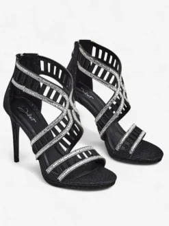 Royalfashion Sandałki damskie na szpilce z ozdobną cholewką Sycos