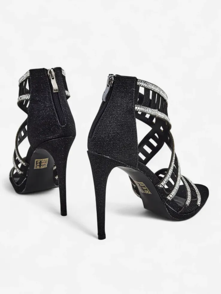 Royalfashion Sandałki damskie na szpilce z ozdobną cholewką Sycos