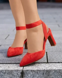 Royalfashion Sandały damskie na słupku w kolorze pomarańczowym Brossi