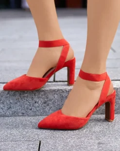 Royalfashion Sandały damskie na słupku w kolorze pomarańczowym Brossi