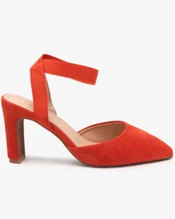 Royalfashion Sandały damskie na słupku w kolorze pomarańczowym Brossi