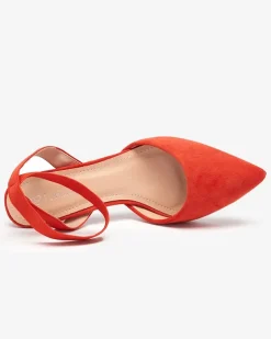 Royalfashion Sandały damskie na słupku w kolorze pomarańczowym Brossi