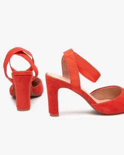 Royalfashion Sandały damskie na słupku w kolorze pomarańczowym Brossi