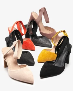 Royalfashion Sandały damskie na słupku w kolorze pomarańczowym Brossi