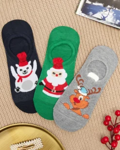 Royalfashion Skarpety typu stopki ze świątecznym nadrukiem 3/pak