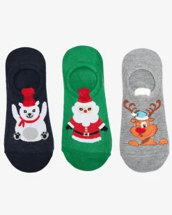 Royalfashion Skarpety typu stopki ze świątecznym nadrukiem 3/pak