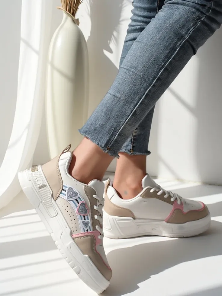 Royalfashion Sneakersy damskie z brokatem Samoles