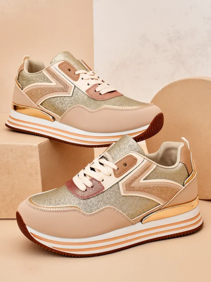 Royalfashion Sneakersy damskie z brokatem Borovis