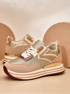 Royalfashion Sneakersy damskie z brokatem Borovis