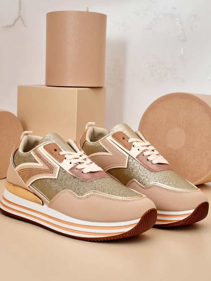 Royalfashion Sneakersy damskie z brokatem Borovis