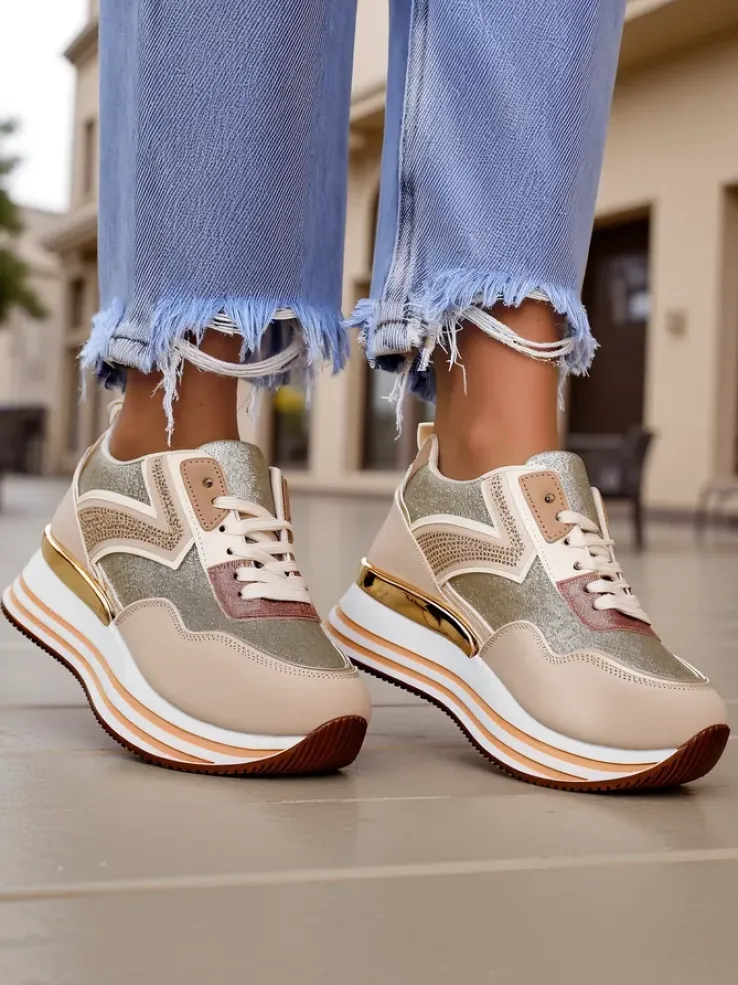 Royalfashion Sneakersy damskie z brokatem Borovis