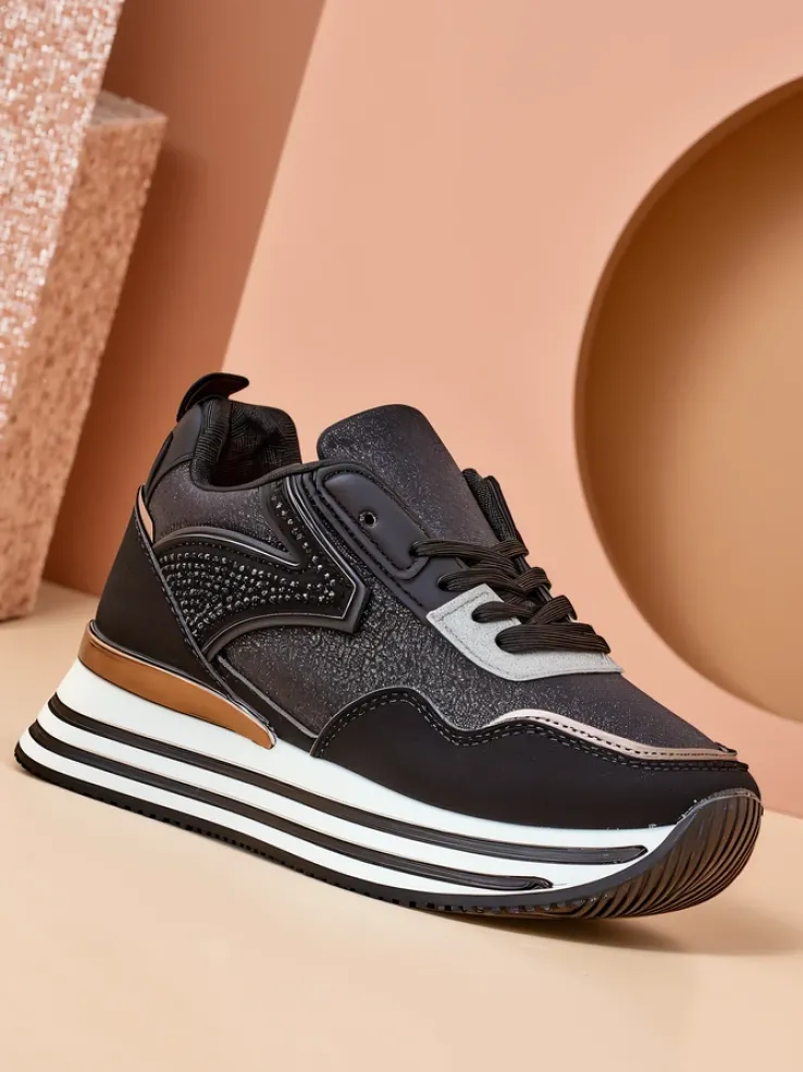 Royalfashion Sneakersy damskie z brokatem Borovis