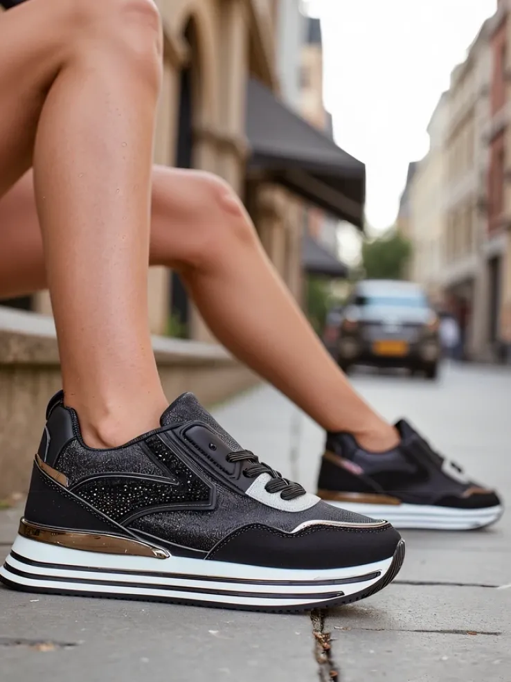 Royalfashion Sneakersy damskie z brokatem Borovis