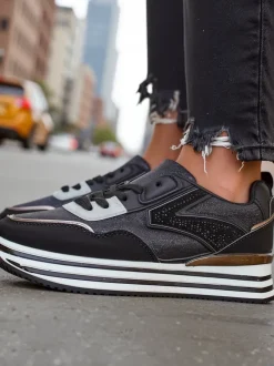 Royalfashion Sneakersy damskie z brokatem Borovis