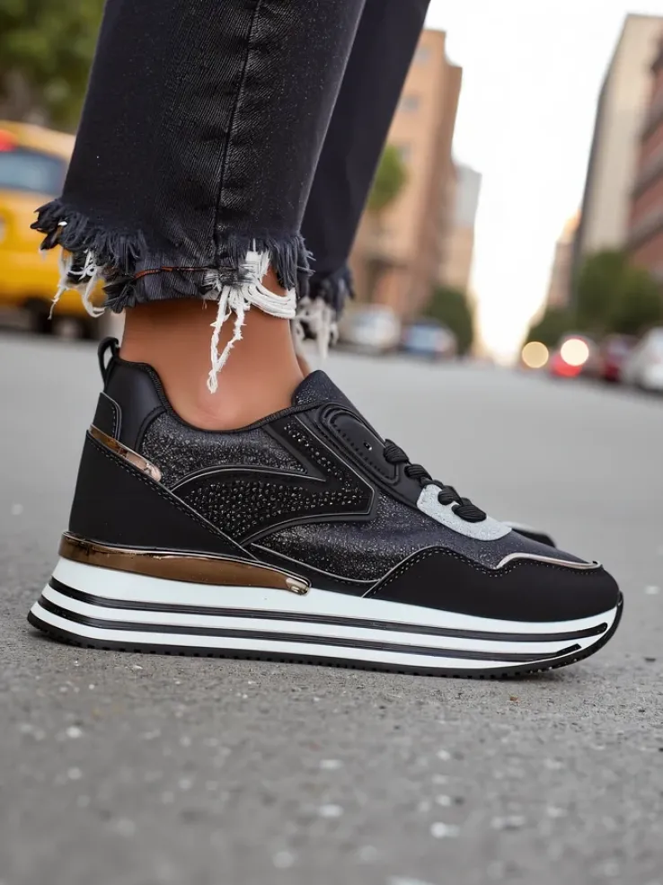 Royalfashion Sneakersy damskie z brokatem Borovis