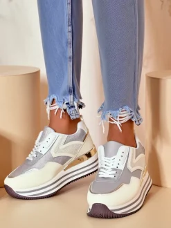 Royalfashion Sneakersy damskie z brokatem Borovis