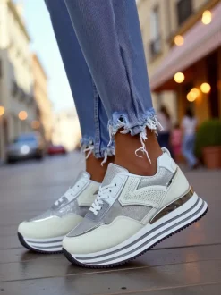 Royalfashion Sneakersy damskie z brokatem Borovis