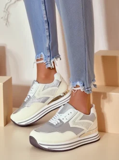 Royalfashion Sneakersy damskie z brokatem Borovis