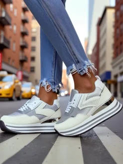 Royalfashion Sneakersy damskie z brokatem Borovis