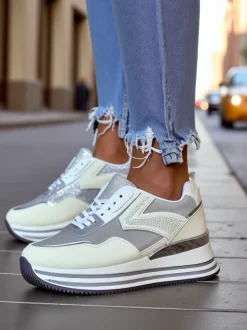 Royalfashion Sneakersy damskie z brokatem Borovis