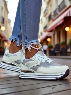 Royalfashion Sneakersy damskie z brokatem Borovis