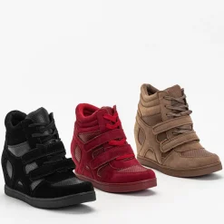 Royalfashion Sneakersy dziewczęce bordowe na krytym koturnie Janomi