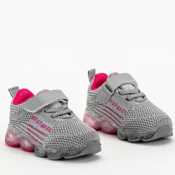 Royalfashion Sportowe buty dziecięce w kolorze szarym z różowymi elementami Dons