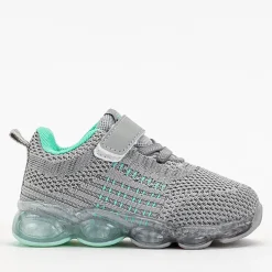 Royalfashion Sportowe buty dziecięce w kolorze szarym z miętowymi elementami Dons