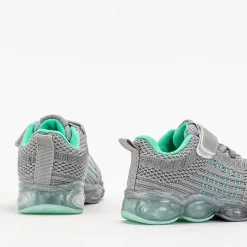 Royalfashion Sportowe buty dziecięce w kolorze szarym z miętowymi elementami Dons