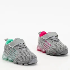 Royalfashion Sportowe buty dziecięce w kolorze szarym z miętowymi elementami Dons