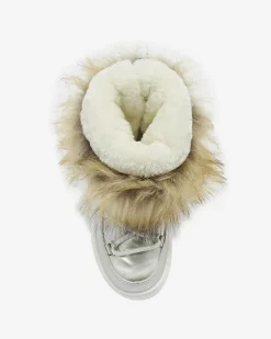 Royalfashion Srebrne dziecięce wsuwane buty a'la śniegowce z futerkiem Asika
