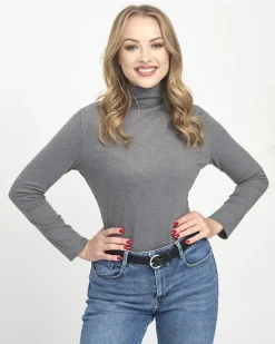 Royalfashion Sweter damski półgolf w ciemnoszarym kolorze