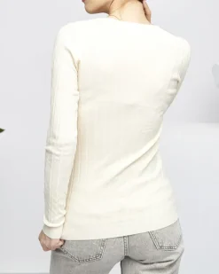 Royalfashion Sweter damski z okrągłym dekoltem w kolorze beżowym