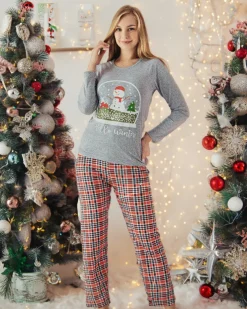 Royalfashion Szara damska 2-częściowa piżama z bałwankiem