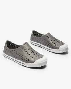 Royalfashion Szare ażurowe dziecięce gumowe trampki Jiteri