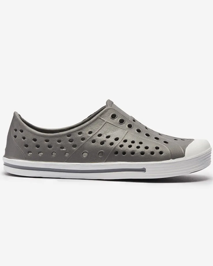 Royalfashion Szare ażurowe dziecięce gumowe trampki Jiteri