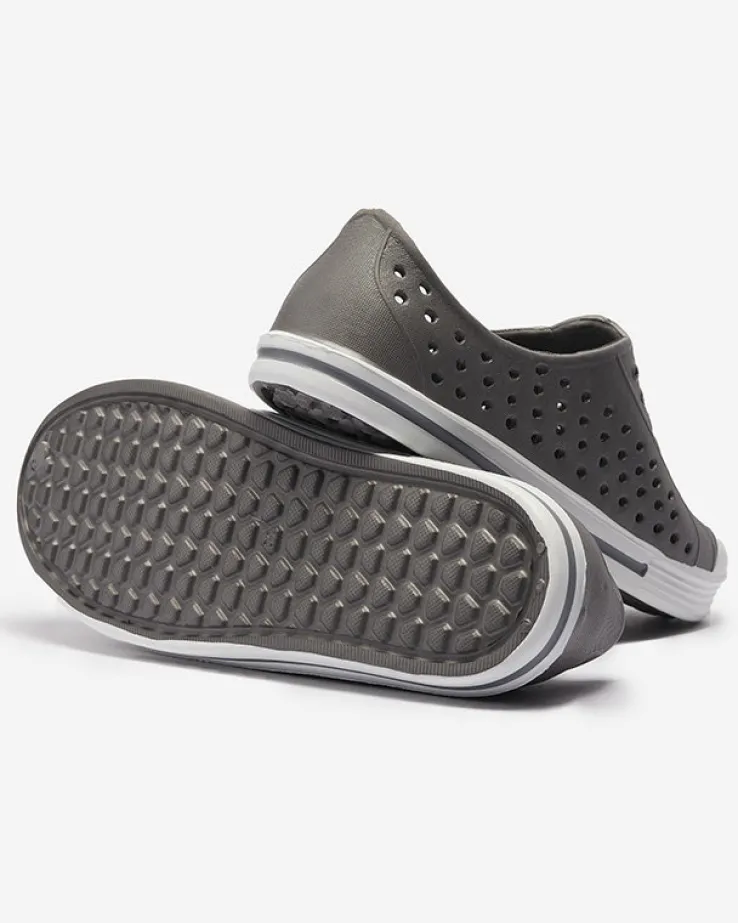 Royalfashion Szare ażurowe dziecięce gumowe trampki Jiteri