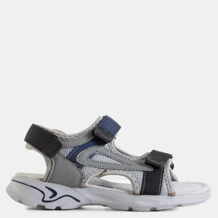 Royalfashion Szare chłopięce sandały na rzepy Turbo