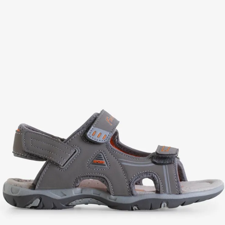 Royalfashion Szare chłopięce sandały na rzepy Monekin