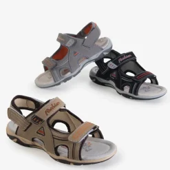 Royalfashion Szare chłopięce sandały na rzepy Monekin