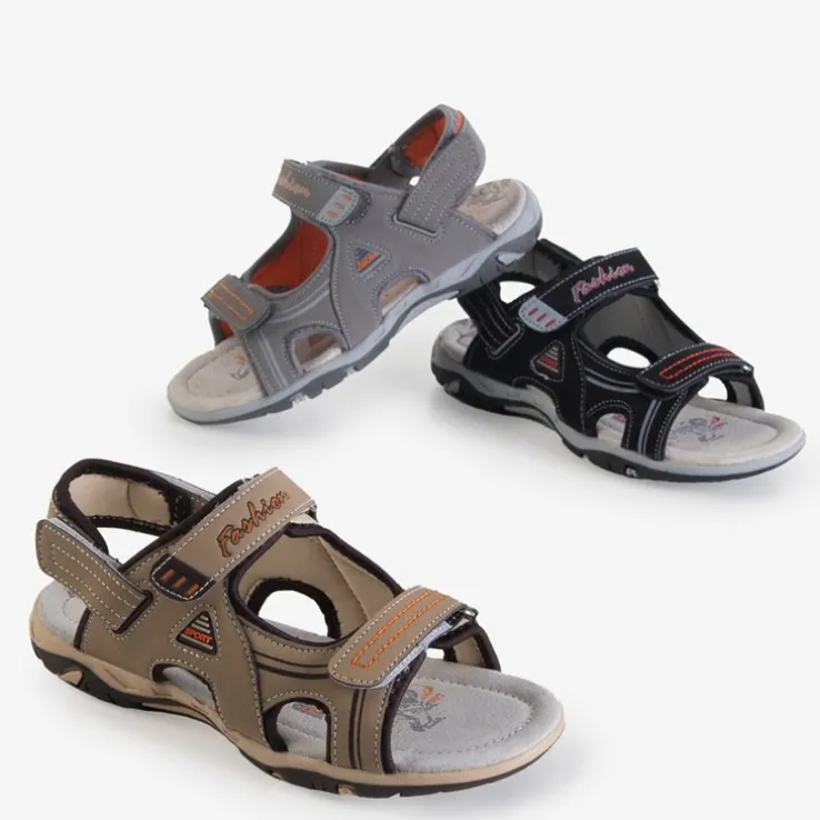 Royalfashion Szare chłopięce sandały na rzepy Monekin