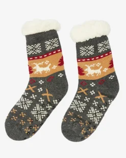 Royalfashion Szare damskie skarpetki ze świątecznym wzorem
