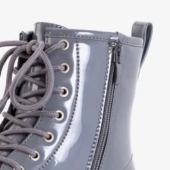 Royalfashion Szare dziecięce lakierowane workery Isibeal