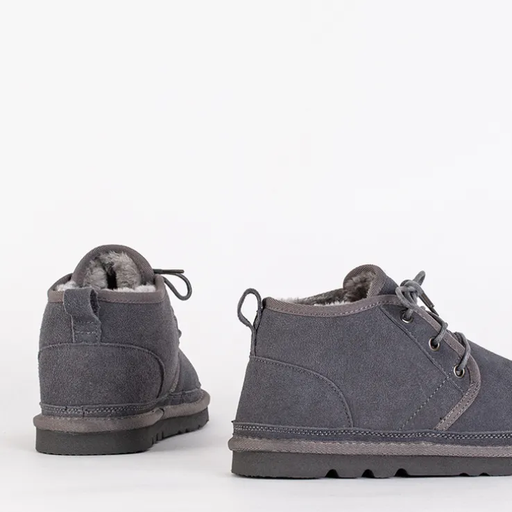 Royalfashion Szare dziecięce krótkie sznurowane śniegowce Tibilis